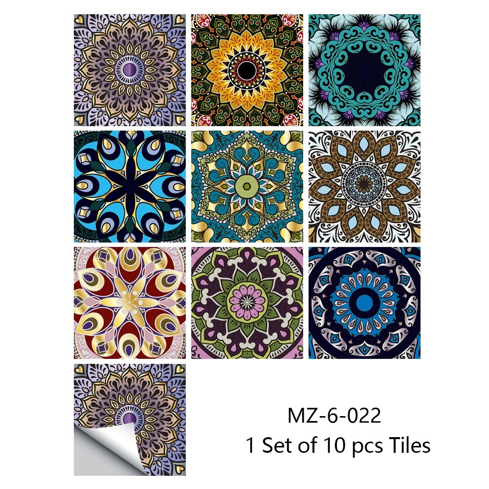 Mandala Style Matte Floor Stickers Transfers Covers For Kitchen Table Bathroom Wall Decor Waterppof Self-adhesive PVC Wallpaper